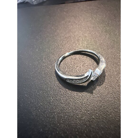 Sterling Silver Plated Twist Engagement Ring With Cubic Zirconia Stone - Picture 6 of 6